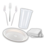 Kit 100 Prato 100 Garfo 100 Guard 100 Copos 300 Ml