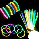 Kit 100 Pulseiras Neon Para Festas - Cores Vibrantes Que Brilham No Escuro - Ideal Para Balada- Aniversário- Casamento E Carnaval