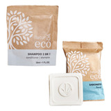 Kit 100 Sabonetes 20g E 100 Shampoo 2x1 30ml Hotel Ecológico