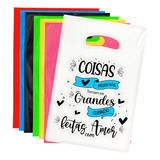 Kit 100 Sacolas Plásticas Personalizadas Feitas Com Amor
