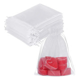 Kit 100 Saquinho Saco Organza 7x9 Branco Lembrancinha Joia