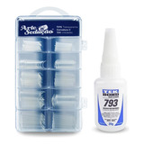 Kit 100 Tips Curvatura C Transparente Cola Tek Bond 793