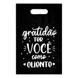Kit 100 Un Sacolas Plásticas Estampadas 20x30 Frase Gratidão