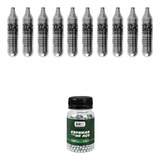 Kit 1000 Esferas Aço 4 5mm   10 Cilindros Co2 12g Airsoft