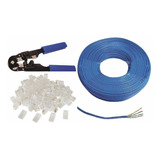 Kit 100m Cabo Rede Azul Cat5e Alicate Crimpar 30 Rj45