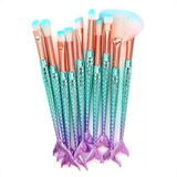 Kit 10em1 Pincéis Sereia Maquiagem Olhos Brush Pó Corretivo