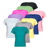 Kit 10pçs Blusa Camiseta Básica Feminina
