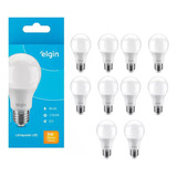 Kit 10x Elgin Lâmpada 9w Branca Morna Led 9 W 110v 220v