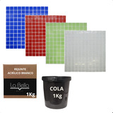 Kit 11 Pastilha De Vidro Mais 1kg De Rejunte 1kg De Cola 1m 