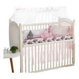 Kit 11 Peças Mini Protetor Berço Trança Menina Rosa