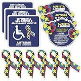 Kit 12 Adesivos Colante Símbolo Autista Para Carro PCD Aspectro Inclusão