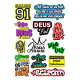 Kit 12 Adesivos Evangélico Gospel Para Moto Capacete Carro