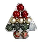 Kit 12 Bolas Enfeite Para Arvore Natal 6cm Vermelho Dourado Verde Decoracao Premium