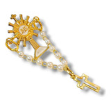 Kit 12 Broche Boton Ostensório Com Mini Terço Perola Atacado
