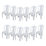 Kit 12 Cadeiras Plástica Branca Bistrô P até 182kg Resistent Cor Branco Liso Liso