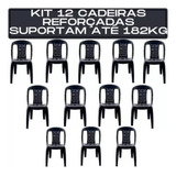 Kit 12 Cadeiras Plástica Preta Bistrô P até 182kg Resistente