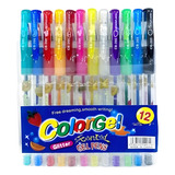Kit 12 Canetas Gel Coloridas Perfumadas Glitter Neon Pastel