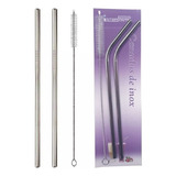 Kit 12 Canudo De Inox Ecológico Com 3 Escova Para Limpeza