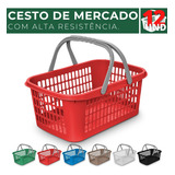 Kit 12 Cesta Cestinha Plástica Supermercado C Alça 09l Cor Vermelho