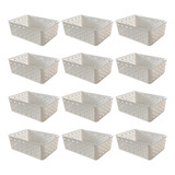 Kit 12 Cestos Multiuso Organizador Gaveta Empilhável 19x14x6