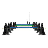 Kit 12 Cones Furados C 6 Barreiras Funcional Agilidade