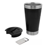 Kit 12 Copos Térmicos 473ml Com Tampa E Abridor Cor Preto
