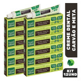 Kit 12 Creme Dental Menta E Carvão Vegetal 90g Boni Natural