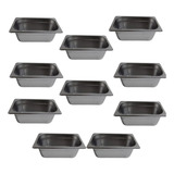 Kit 12 Cuba Gastronômica Gn 1 4 100mm Sem Tampa De Aço Inox