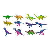 Kit 12 Dinossauros Borracha Coloridos Brinquedo