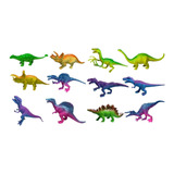 Kit 12 Dinossauros Borracha Coloridos Mini