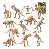 Kit 12 Dinossauros Esqueleto Brinquedo Educativo Fossil