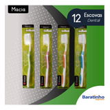 Kit 12 Escova Dental Macia Dupla Ação C Protetor De Cerdas
