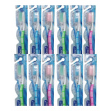 Kit 12 Escovas De Dente Macia Adulto Com Protetor De Cerdas