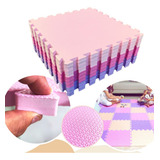Kit 12 Eva Tapete Infantil Emborrachado 20mm Tatame Academia Cor Tons De Rosa E Lilás