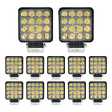 Kit 12 Farol Milha 16 Led 48w 12 24v Quadrado Off road 6000k