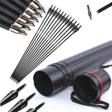 Kit 12 Flechas 80cm Fibra De Vidro P Arco Aljava Estojo