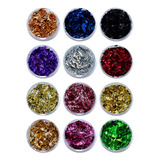 Kit 12 Folhas De Ouro Encapsulamento De Unhas Multicolor