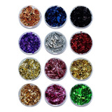 Kit 12 Folhas De Ouro Encapsulamento De Unhas Multicolor