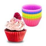 Kit 12 Formas De Silicone Para Cupcake- Muffin- Bolinho- Assadeira- Air Fryer- Cores Variadas- Resistente A Temperatura- Forminhas- Livre De BPA - Qualidade Premium