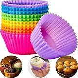 Kit 12 Formas De Silicone Para Cupcake- Muffin- Bolinho- Assadeira- Air Fryer- Cores Variadas- Resistente A Temperatura- Forminhas- Livre De BPA - Qualidade Premium