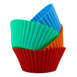 Kit 12 Formas Silicone Cupcake Muffins Forminhas Redonda 7cm Cor Cores Variadas
