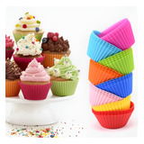 Kit 12 Formas Silicone Mini Cupcake Bolo Muffin Assadeira