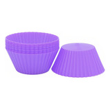 Kit 12 Forminhas Silicone Anti Aderente P Cupcake E Muffin Cor Roxo