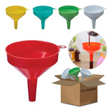 Kit 12 Funil Médio De Plástico Universal Resistente 12cm N4 Cor Sortido