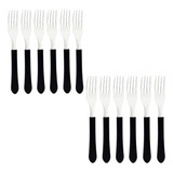 Kit 12 Garfos Mesa Linha Leme Inox Tramontina Jantar Preto