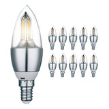 Kit 12 Lâmpada Led Vela 4w Chama E14 Vela Lustre 12uni