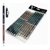 Kit 12 Lápis Delineador Olhos Preto Branco 2em1 Sobrancelhas