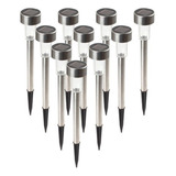 Kit 12 Luminária Inox Led Luz Solar Jardim Fazenda