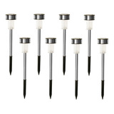 Kit 12 Luminária Inox Luz Solar Led Lampada Jardim Poste
