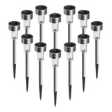 Kit 12 Luminária Solar Jardim Poste Espeto Led Recarregável